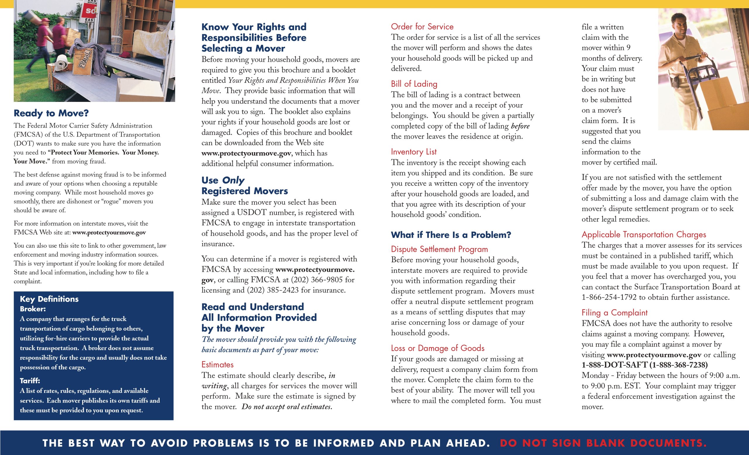 Ready to Move moving checklist brochure page two preview